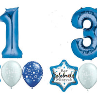 Bar Mitzvah Blue Jumbo Number 13 Balloon Bouquets