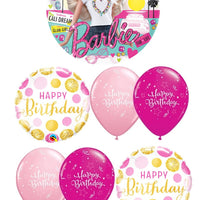 California Barbie Birthday Balloon Bouquet with Helium and Weight