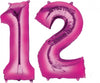 Bat Mitzvah Hot Pink Jumbo Number 12 Balloons includes Helium and Weights