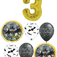Batman Pick Age Gold Number Birthday Balloon Bouquet Helium and Weight