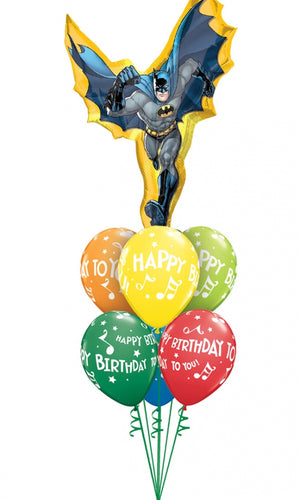 Batman Action Birthday Balloon Bouquet with Helium and Weight