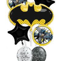 Batman Emblem Birthday Balloon Bouquet with Helium and Weight