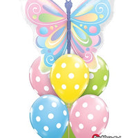 Get Well Pastel Butterfly Balloon Bouquet with Helium and Weight