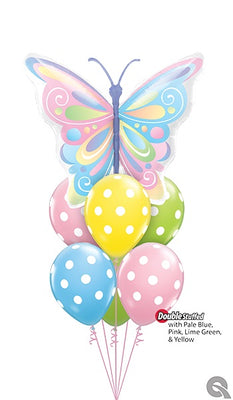 Get Well Pastel Butterfly Balloon Bouquet with Helium Weight