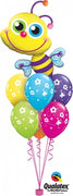 Bee Flowers Birthday Balloon Bouquet with Helium and Weight