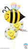Bee Happy Bubble Smile Birthday Balloon Bouquet with Helium and Weight