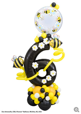 Bee Birthday Pick An Age Black Number Balloon Stand Up