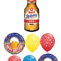Beer Bottle Happy Birthday Balloon Bouquet with Helium and Weight