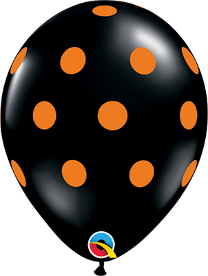 Big Polka Dots Black Orange Dots Balloon with Helium and Hi Float