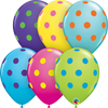 11 inch Big Polka Dots Colourful Balloons with Helium and Hi Float