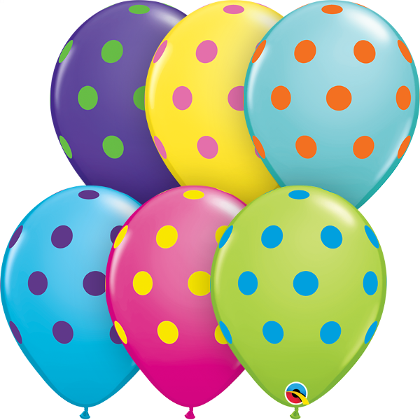 11 inch Big Polka Dots Colourful Balloons with Helium and Hi Float