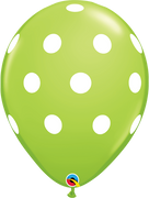 11 inch Big Polka Dots Lime Green Balloon with Helium and Hi Float