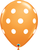 11 inch Big Polka Dots Orange Balloon with Helium and Hi Float