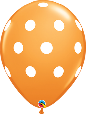 11 inch Big Polka Dots Orange Balloon with Helium and Hi Float