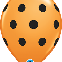 11 inch Big Polka Dots Orange Black Dots Balloon with Helium Hi Float