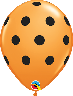 11 inch Big Polka Dots Orange Black Dots Balloon with Helium Hi Float