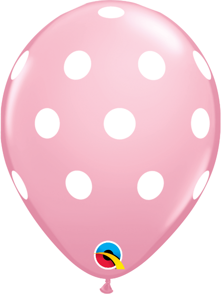11 inch Big Polka Dots Pink Balloon with Helium and Hi Float