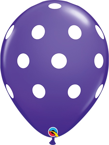 11 inch Big Polka Dots Purple Violet Balloon with Helium and Hi Float