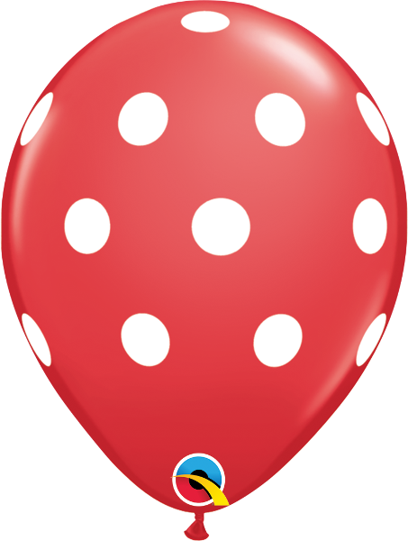 11 inch Big Polka Dots Red Balloons with Helium and Hi Float