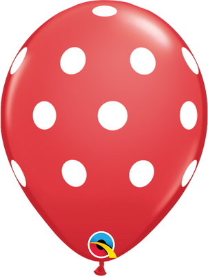 11 inch Big Polka Dots Red Balloons with Helium and Hi Float