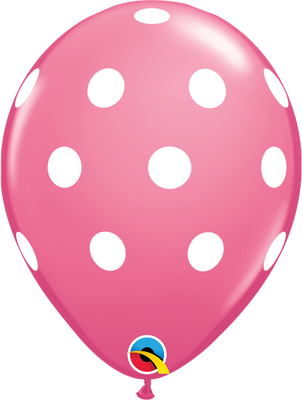 11 inch Big Polka Dots Rose Balloon with Helium and Hi Float