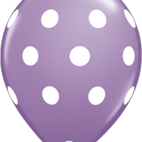 11 inch Big Polka Dots Spring Lilac Balloons with Helium and Hi Float