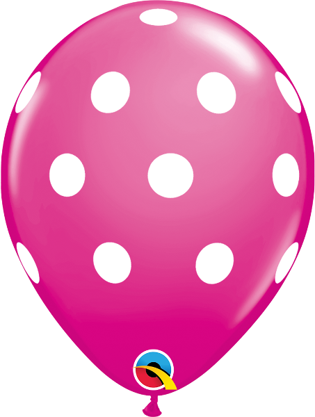 11 inch Big Polka Dots Wild Berry Balloon with Helium and Hi Float