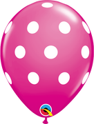11 inch Big Polka Dots Wild Berry Balloon with Helium and Hi Float