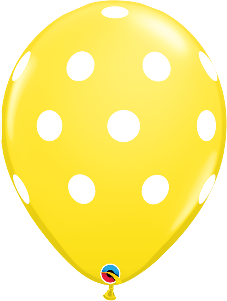 11 inch Big Polka Dots Yellow Balloons with Helium and Hi Float