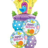 Birdhouse Garden Birthday Balloon Bouquet with Helium Weight
