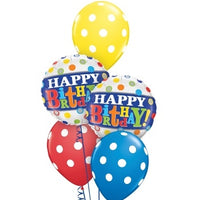 Birthday Polka Dots Balloon Bouquet with Helium and Weight