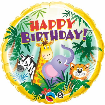 18 inch Jungle Animals Birthday Foil Balloon with Helium