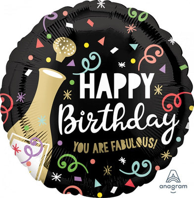 18 inch Birthday Champagne You Are Fabulous Foil Balloon with Helium