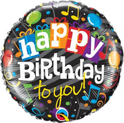18 inch Happy Birthday Musical Notes Foil Balloon with Helium