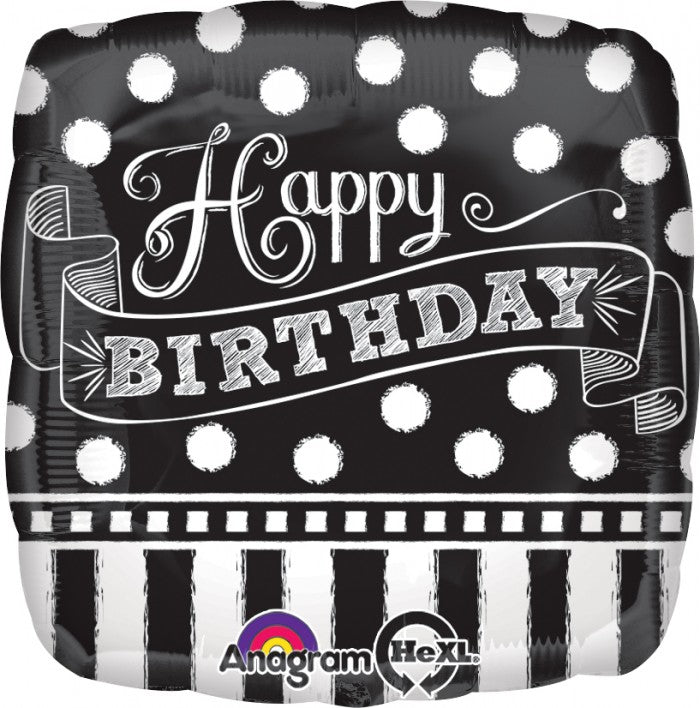 18 inch Birthday Black White Dots Balloon with Helium