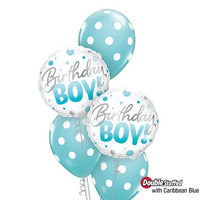 Birthday Boy Blue Polka Dots Balloons Bouquet