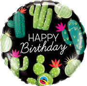 18 inch Birthday Black Green Cactus Foil Balloon with Helium