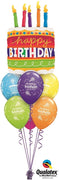 Happy Birthday Cake Candles Rainbow Balloon Bouquet with Helium Weight