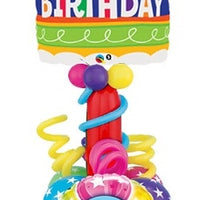 Birthday Cake Candles Stars Curly Balloon Stand Up