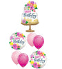 Birthday Cake Floral Satin Balloons Bouquet