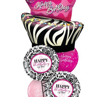 Birthday Cake Funky Zebra Damask Balloon Bouquet