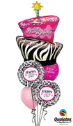 Birthday Cake Funky Zebra Damask Balloon Bouquet