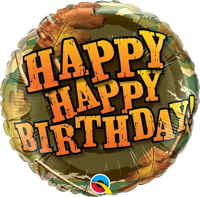 18 inch Birthday Camouflage Balloon with Helium