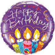 18 inch Happy Birthday Candles Holographic Balloon with Helium