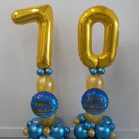 Birthday Chrome Pick An Age Gold Number Balloons Stand Ups