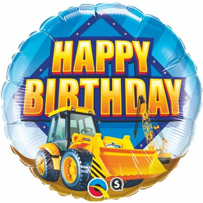 18 inch Construction Zone Happy Birthday Foil Balloon with Helium