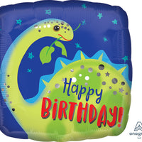 18 inch Birthday Green Dinosaur Foil Balloon with Helium