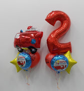 Birthday Pick An Age Red Number Fire Truck Balloons Bouquet