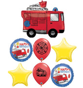Birthday Fire Truck Rescue Balloon Bouquet with Helium Weight