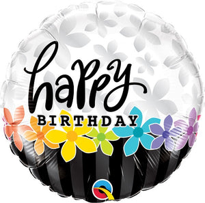 18 inch Happy Birthday Flowers Band Foil Balloon with Helium